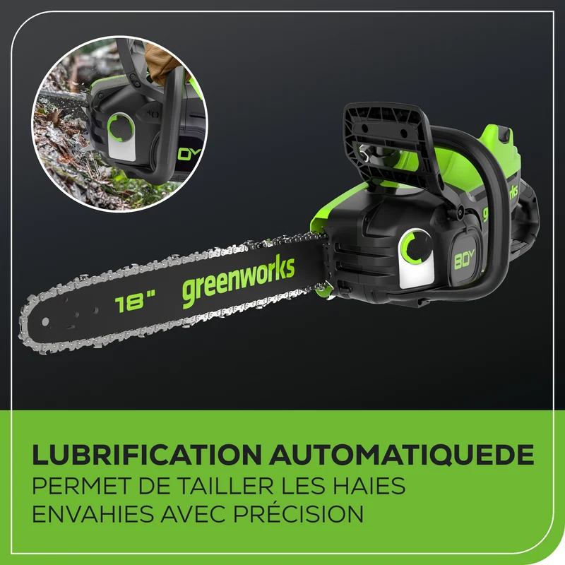80V 18" Brushless Cordless Chainsaw, 4.0Ah Battery and Charger Included