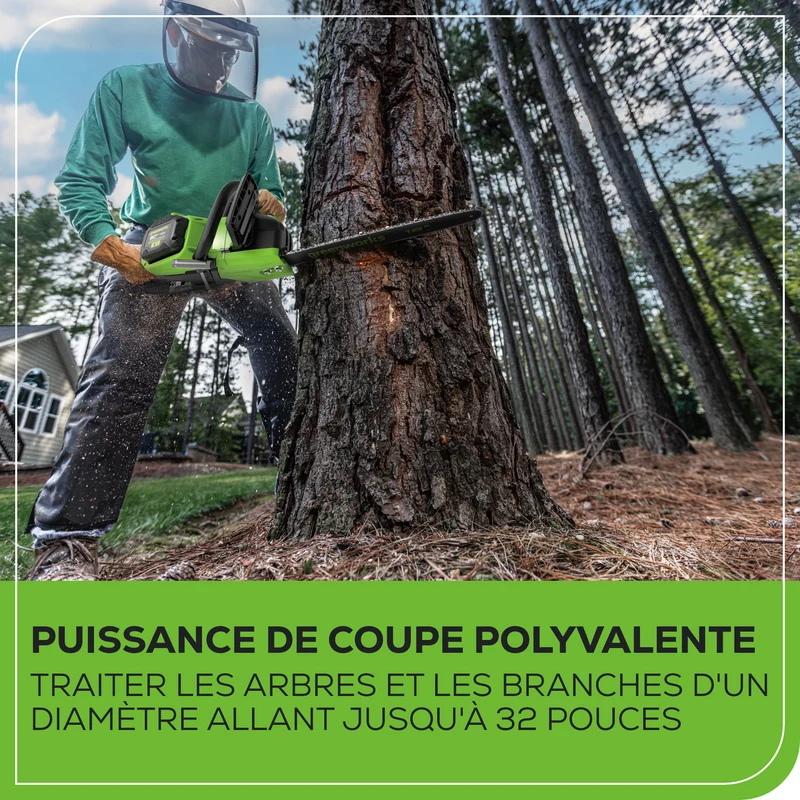 80V 18" Brushless Cordless Chainsaw, 4.0Ah Battery and Charger Included