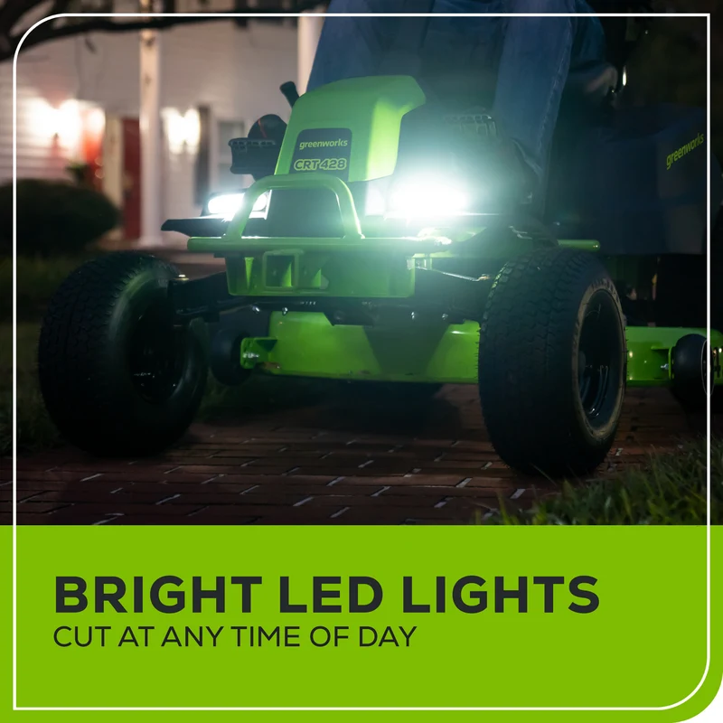 Greenworks Pro 80V 42" Electric Lawn Tractor, Riding Mower, (4) 5.0Ah Batteries and 600W Plug in Charger Included | CRT4282