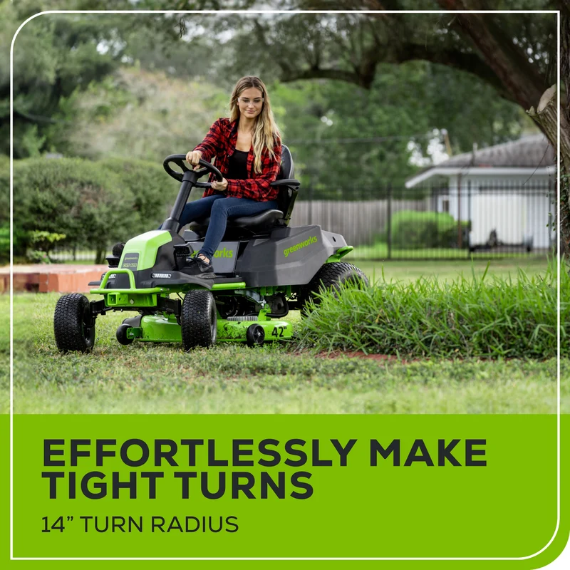 Greenworks Pro 80V 42" Electric Lawn Tractor, Riding Mower, (4) 5.0Ah Batteries and 600W Plug in Charger Included | CRT4282