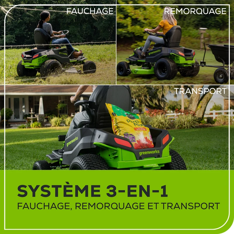 Greenworks Pro 80V 42" Electric Lawn Tractor, Riding Mower, (4) 5.0Ah Batteries and 600W Plug in Charger Included | CRT4282