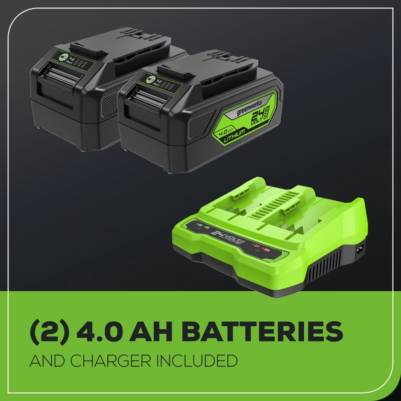 48V (24V x 2) 20" Brushless Push Mower, (2) 4Ah USB Batteries and 4A Dual Port Charger