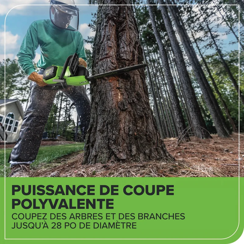 Greenworks 80V 16" Brushless Cordless Chainsaw, 2.5Ah Battery and Charger Included
