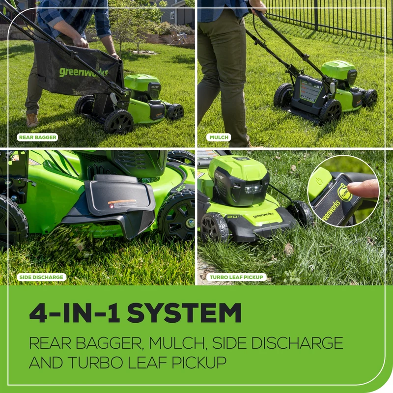 Greenworks 48V (24V x 2) 20" Mower, (2) 4.0Ah Batteries and Charger Included