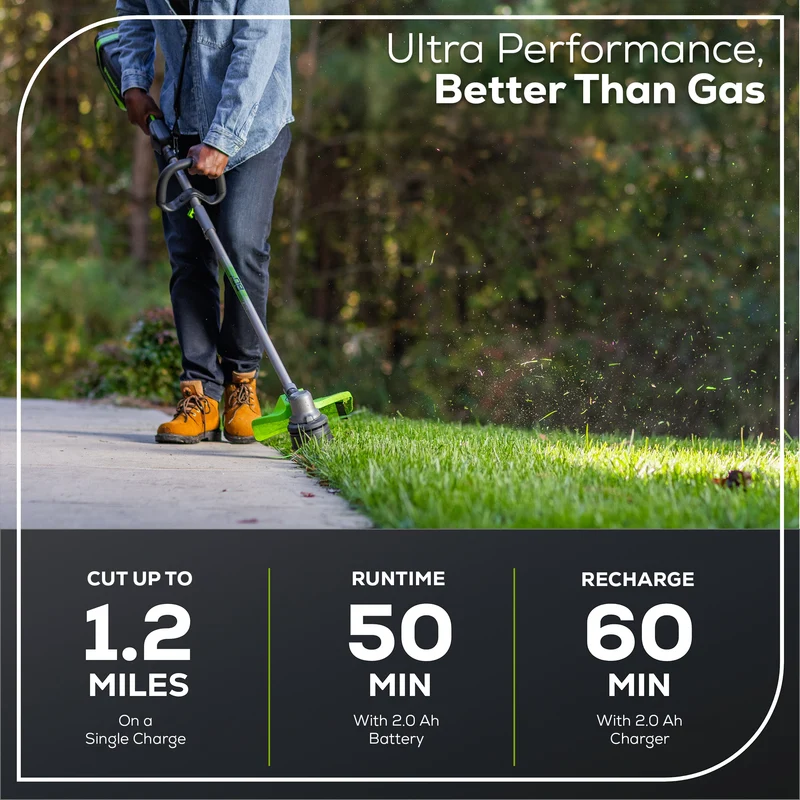 80V 17" Brushless String Trimmer, 2.0Ah Battery and Charger Included BONUS: Shoulder Strap and Extra Line
