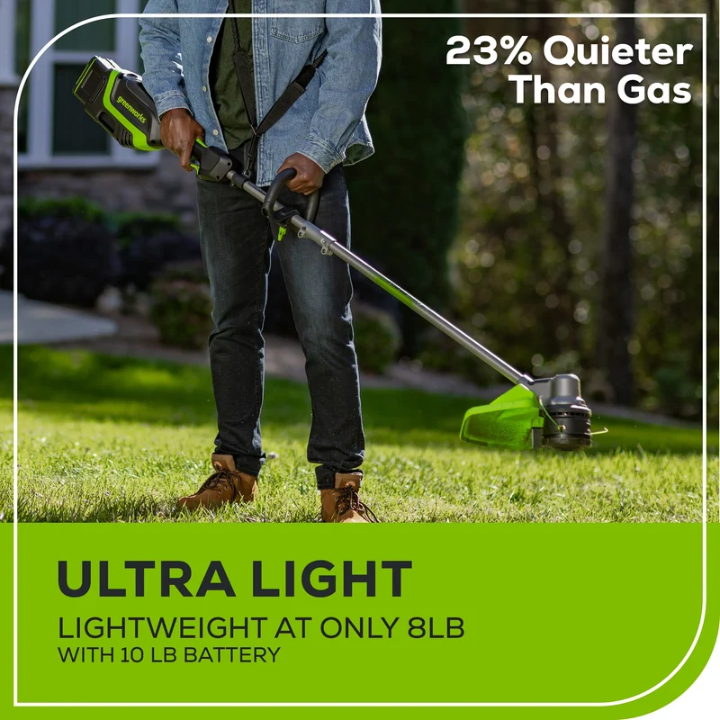 80V 17" Brushless String Trimmer, 2.0Ah Battery and Charger Included BONUS: Shoulder Strap and Extra Line