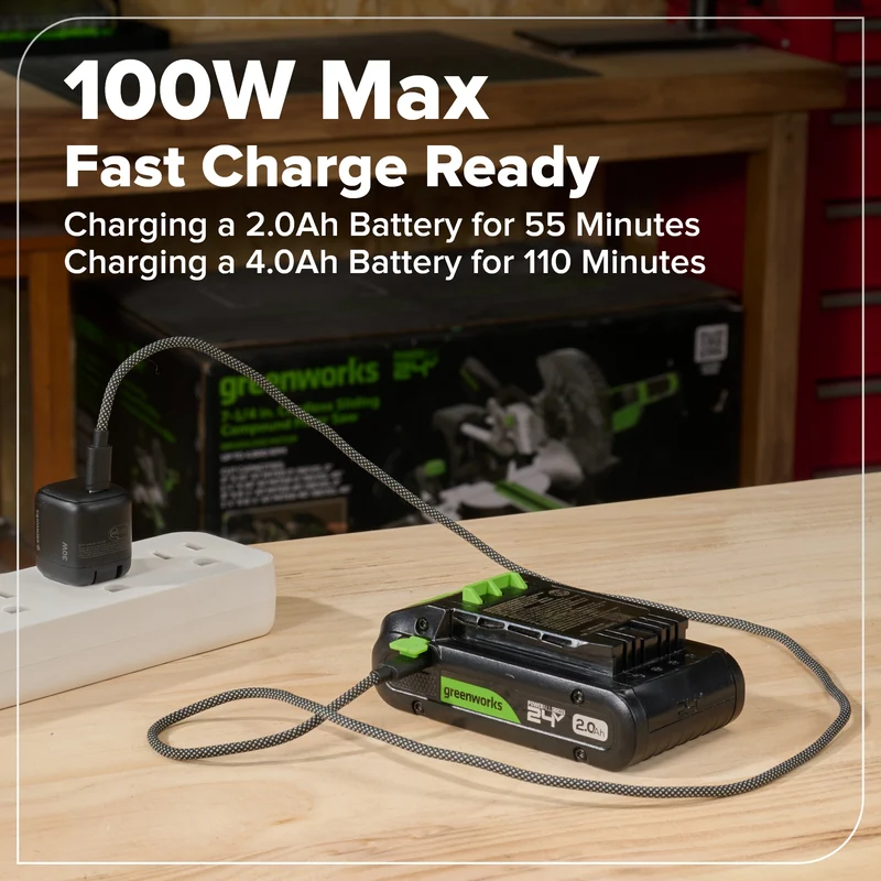 24V 1/4" 1950 in/lbs Brushless Impact Driver Kit – 2.0Ah USB-C Battery & 30W USB-C Fast Charger Included