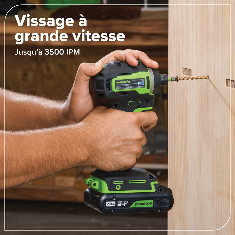 24V 1/4" 1950 in/lbs Brushless Impact Driver Kit – 2.0Ah USB-C Battery & 30W USB-C Fast Charger Included