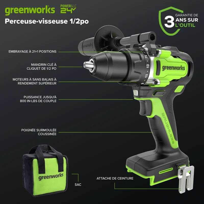 24V Cordless 1/2" 800 in/lbs Drill/Driver – 4.0Ah USB-C Battery & 65W USB-C Fast Charger Included