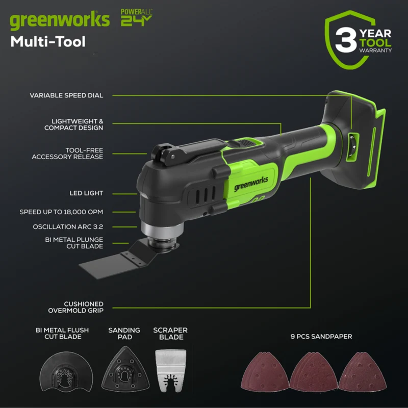 24V Brushless 10-Piece Power Tool Combo Kit, (2) 4.0Ah & (1) 2.0Ah USB-C Batteries & 65W Charger Included