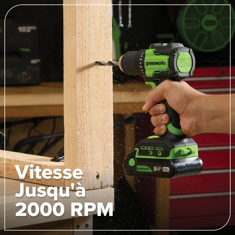 24V Cordless Battery 1/2" 400 in/lbs. Drill Driver – 2.0Ah USB-C Battery & 30W USB-C Fast Charger Included