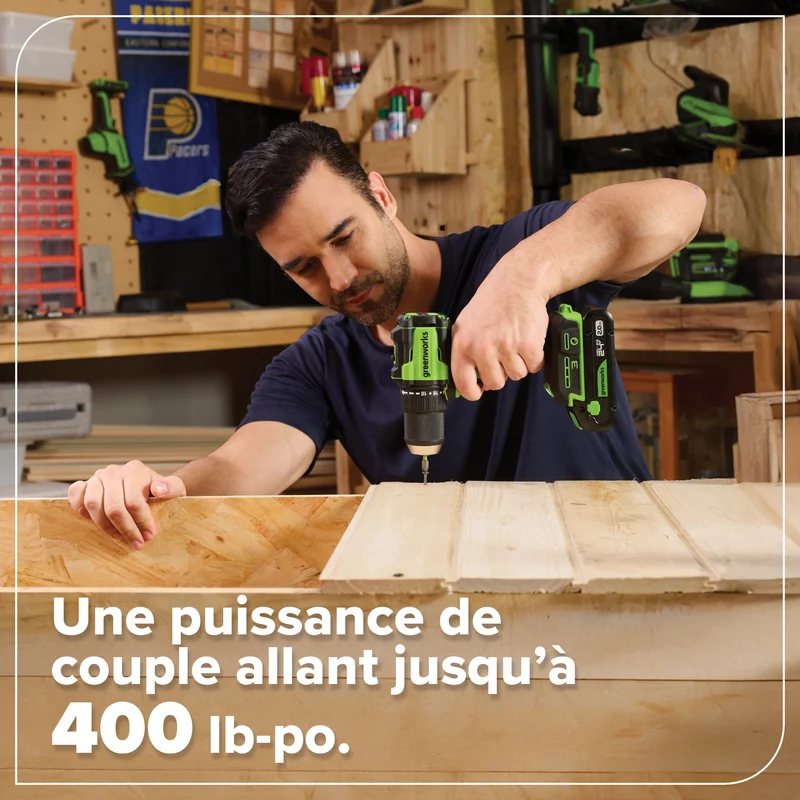 24V Cordless Battery 1/2" 400 in/lbs. Drill Driver – 2.0Ah USB-C Battery & 30W USB-C Fast Charger Included