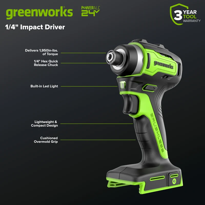 24V Brushless 4-Piece Power Tool Combo Kit – Drill/Driver, Circular Saw, Impact Driver, LED Flashlight, (1) 4.0Ah & (1) 2.0Ah USB-C Batteries, 65W USB-C Fast Charger Included