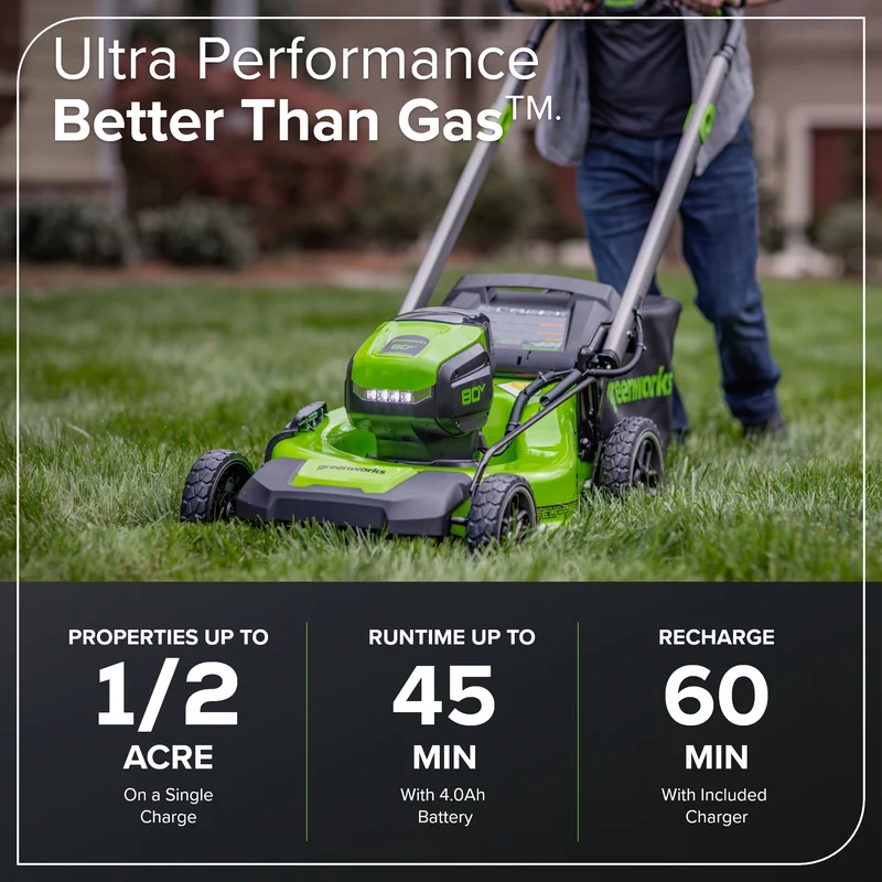 80V 21" Self-Propelled Cordless Lawn Mower , 4.0Ah Battery and Rapid Charger Included