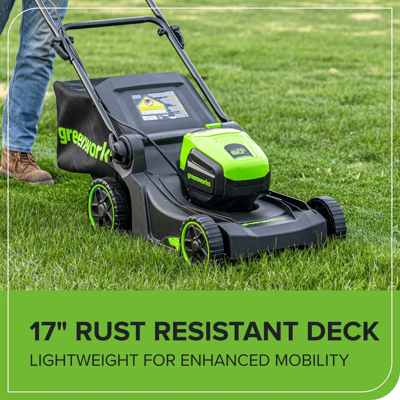 60V 17" Brushless Mower and 13" String Trimmer Combo Kit, 4.0Ah Battery & Charger Included