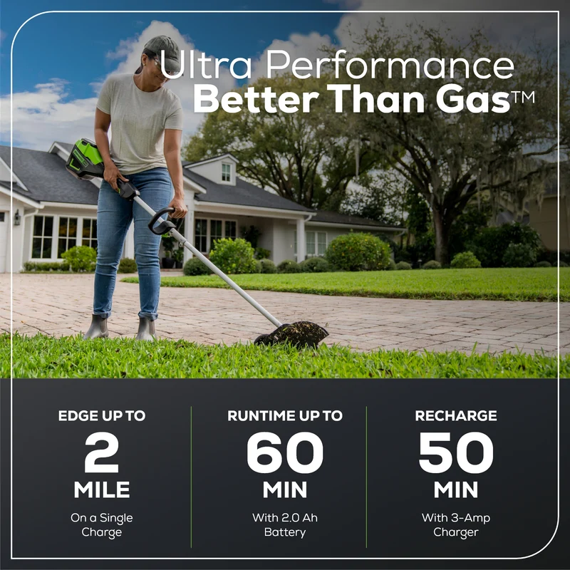 60V 8" Brushless Cordless Edger, 2.0Ah Battery and Charger Included