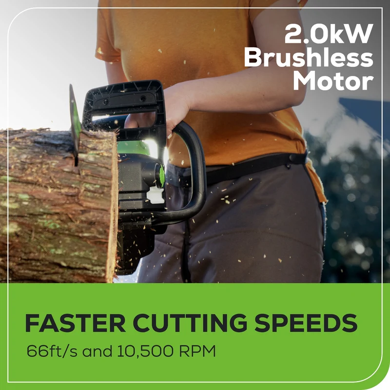 60V 16" Brushless Cordless Chainsaw, 2.5Ah Battery and Charger Included