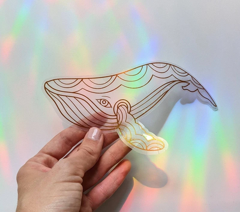 Whale Suncatcher Sticker - Prismatic Kitty