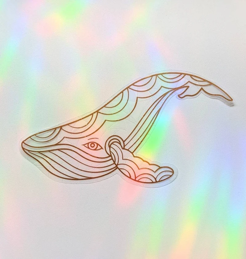 Whale Suncatcher Sticker - Prismatic Kitty