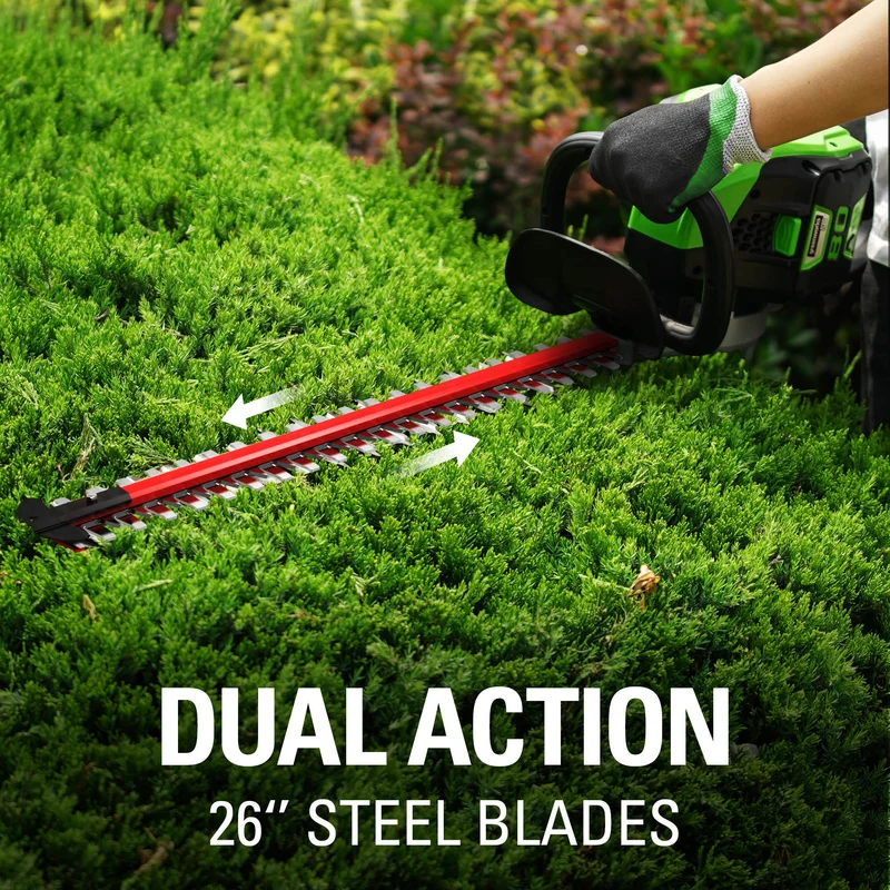 80V 26" Brushless Hedge Trimmer, 2.0Ah Battery and Charger Included - GHT80321