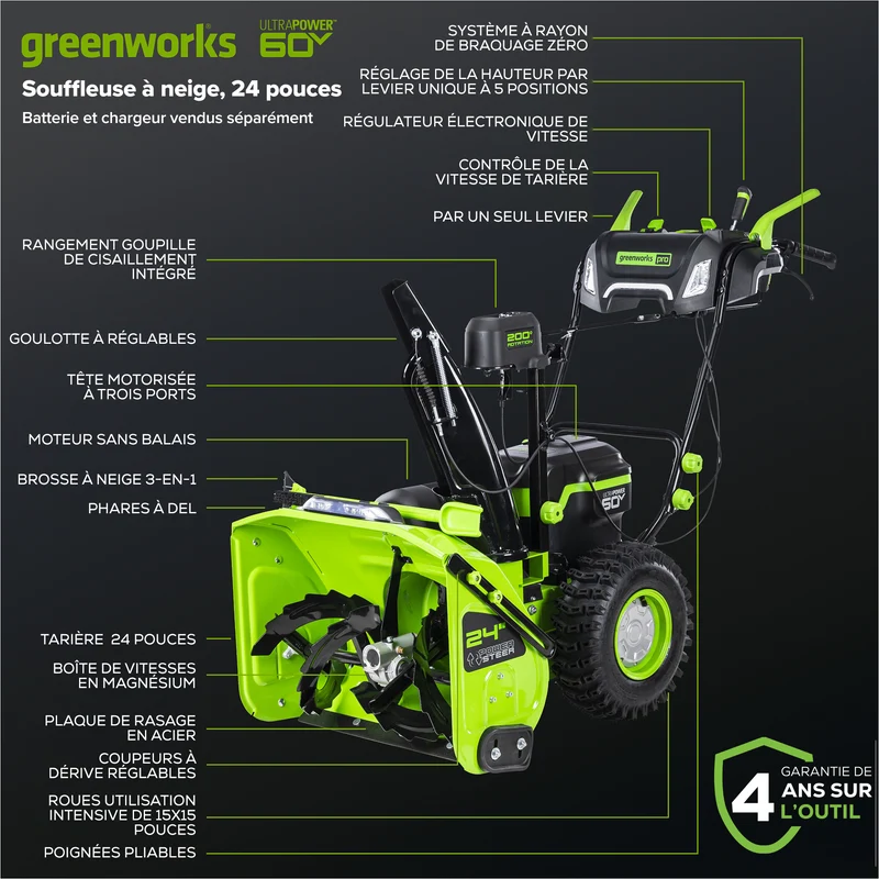 Greenworks 60V 24" Dual Stage Snow Thrower (Tool Only)