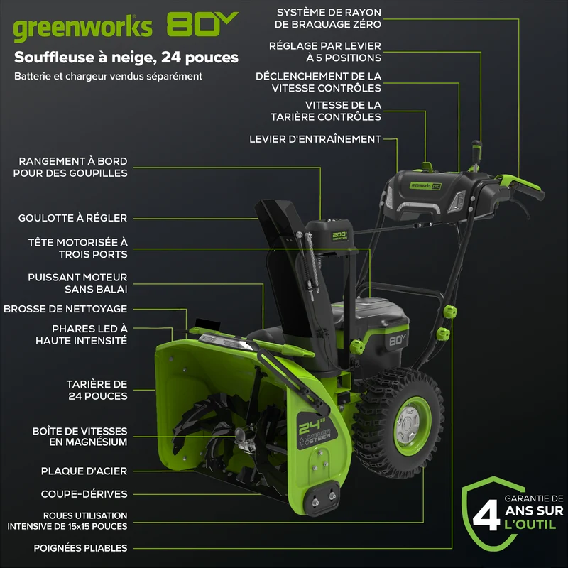 Greenworks 80V 24'' Dual Stage Snow Thrower (Tool Only)