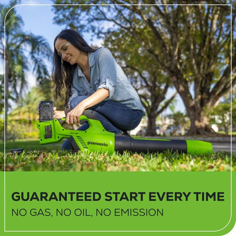 48V (24V x 2) Brushless Leaf Blower 140 MPH - 585 CFM, (2) 4.0Ah USB Batteries and Dual Port Charger Included, BL48L4410