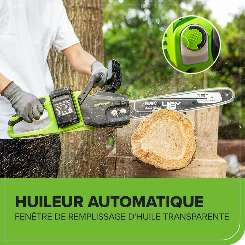 48V (24V x 2) 16" Cordless Battery Chainsaw, (2) 4.0Ah USB Batteries & Dual Port Charger Included