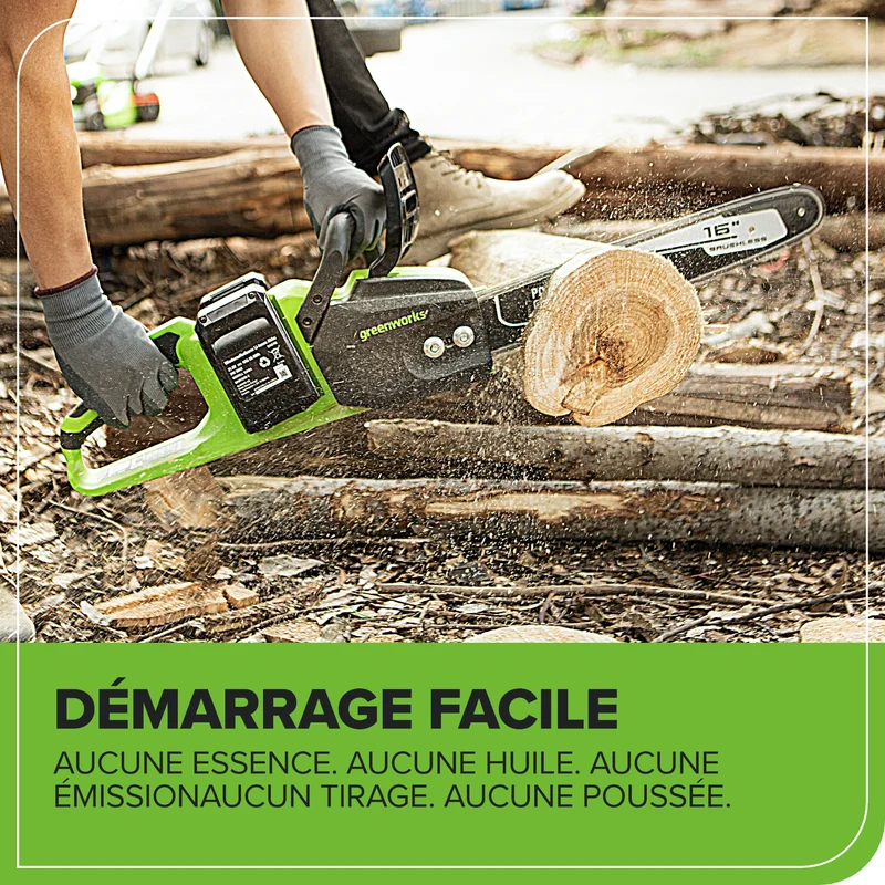 48V (24V x 2) 16" Cordless Battery Chainsaw, (2) 4.0Ah USB Batteries & Dual Port Charger Included