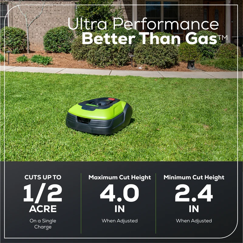 Greenworks Optimow® 50 Robotic Lawn Mower - 1/2 Acre Low Cut