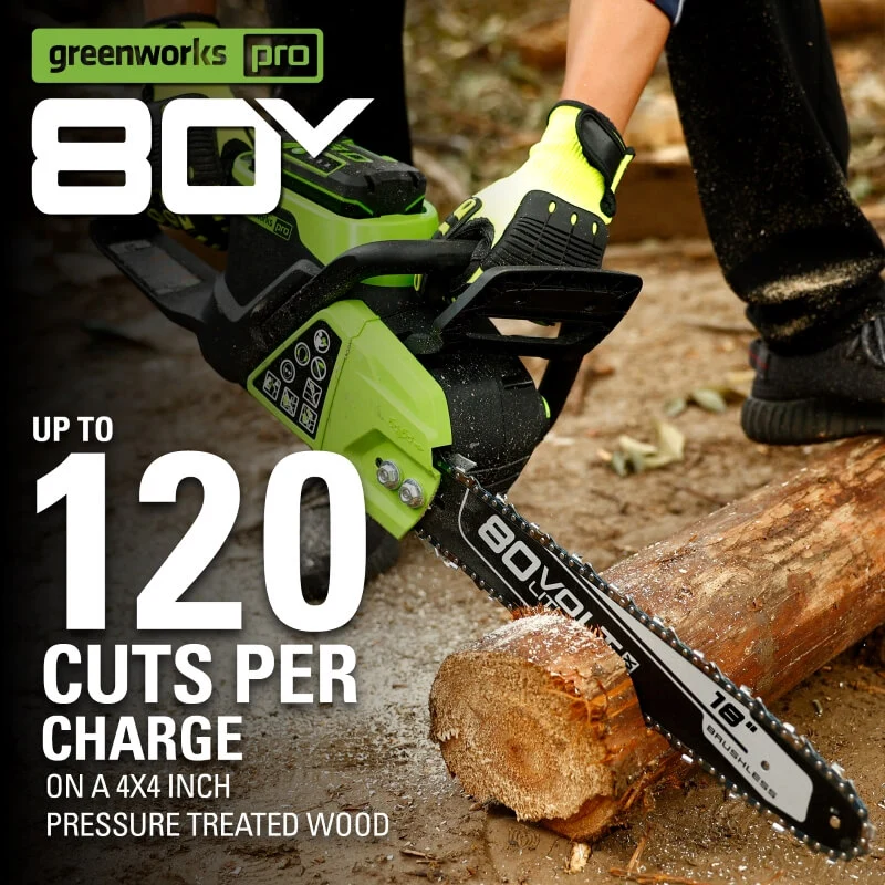 80V 18" Brushless Chainsaw & 80V Brushless Blower Combo Kit, 2.0Ah Battery and Charger Included
