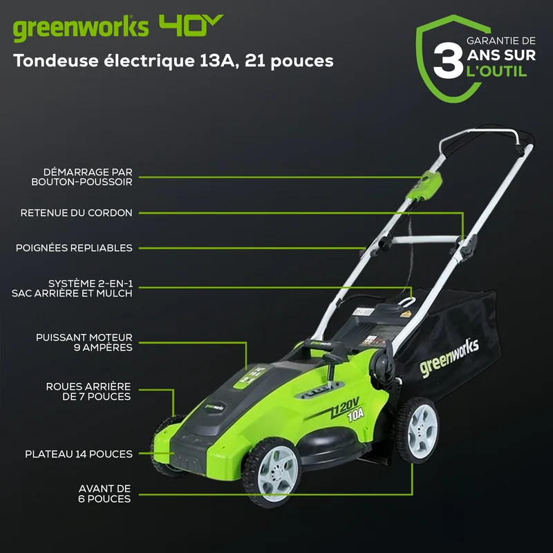 Greenworks 10 Amp 16" Corded Lawn Mower