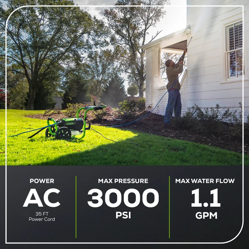3000 PSI 1.1 GPM 14 Amp Brushless Electric Pressure Washer