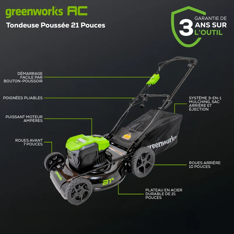 Greenworks 21" 13 Amp Corded Lawn Mower MO13B00