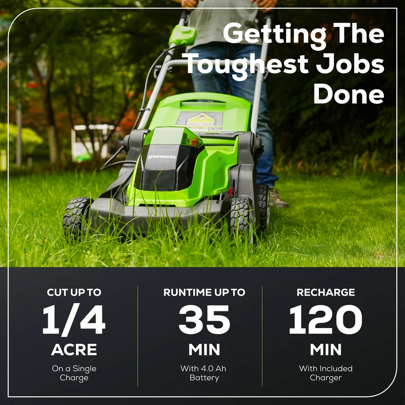 40V 17" Battery Lawn Mower - Push with 4.0Ah Battery & Charger
