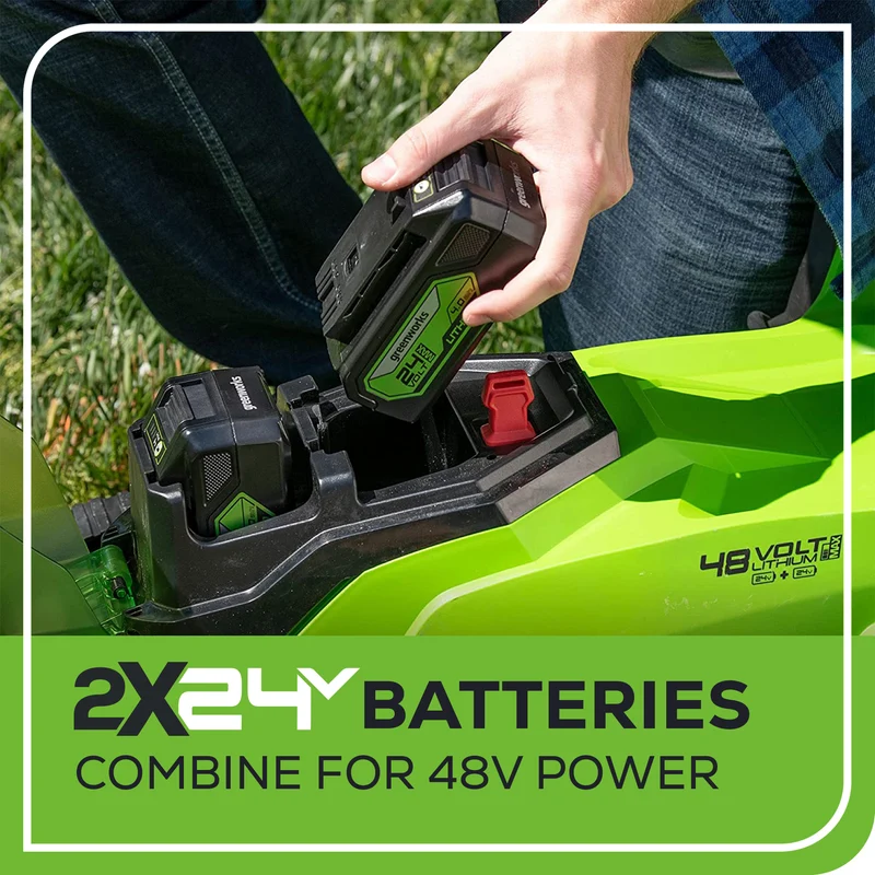 48V (24V x 2) 17" Lawn Mower, (2) 4.0Ah Batteries and Charger Included - MO48B2210