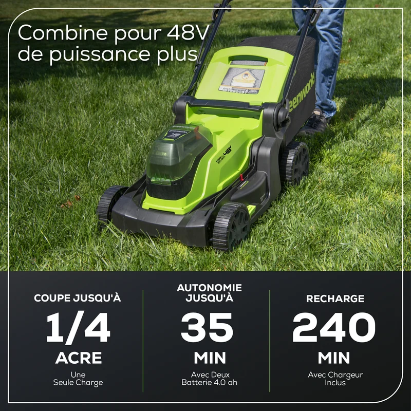 48V (24V x 2) 17" Lawn Mower, (2) 4.0Ah Batteries and Charger Included - MO48B2210