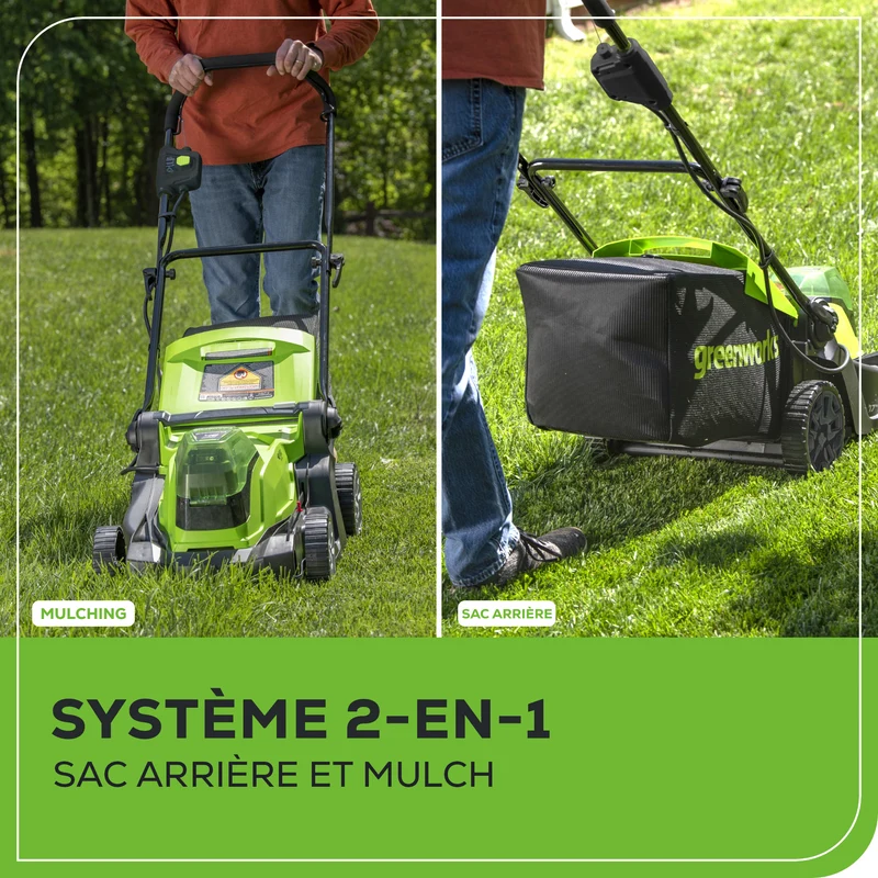 48V (24V x 2) 17" Lawn Mower, (2) 4.0Ah Batteries and Charger Included - MO48B2210