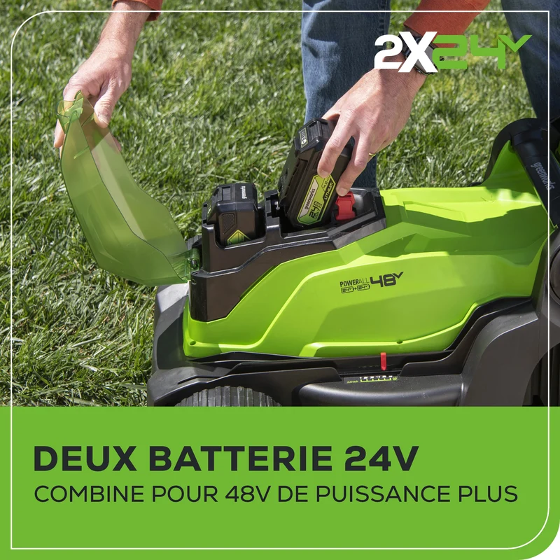 48V (24V x 2) 17" Lawn Mower, (2) 4.0Ah Batteries and Charger Included - MO48B2210