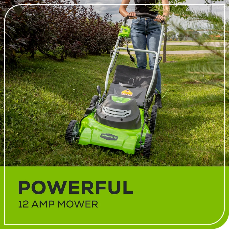 12 Amp Electric Lawn Mower - 20" Corded Push Mower