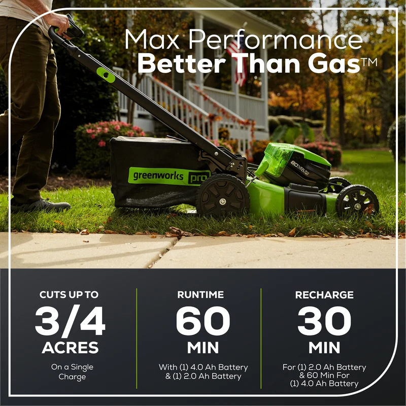 80V 21" Self-Propelled Brushless Lawn Mower, 4.0Ah and 2.0Ah Battery and Charger Included