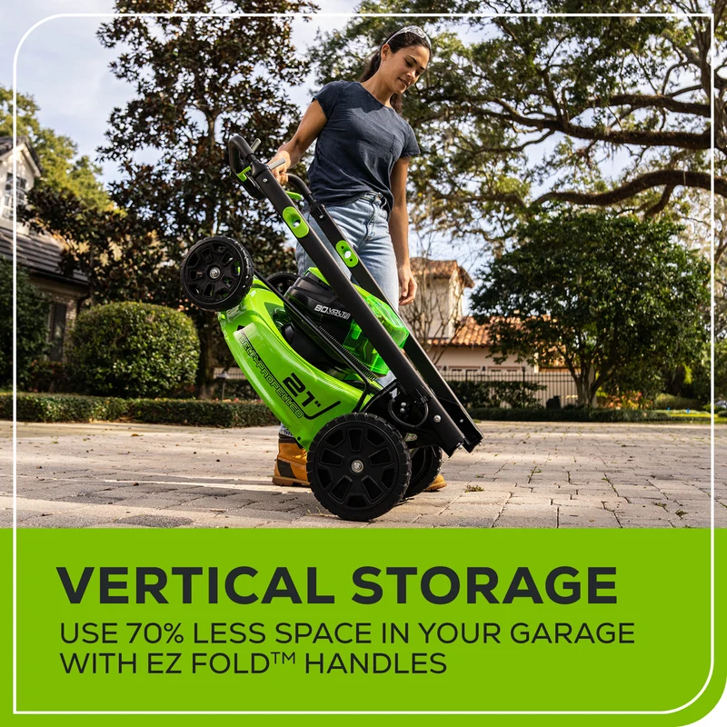 80V 21" Self-Propelled Brushless Lawn Mower, 4.0Ah and 2.0Ah Battery and Charger Included