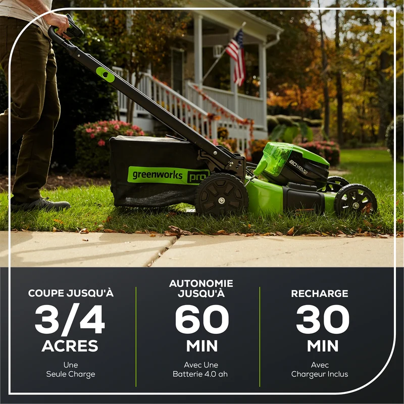 80V 21" Self-Propelled Brushless Lawn Mower, 4.0Ah and 2.0Ah Battery and Charger Included