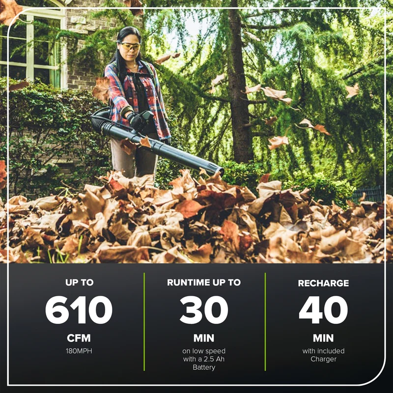 80V 180 MPH - 610 CFM Brushless Backpack Blower (Tool Only) - BPB80L00