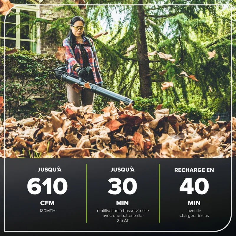 80V 180 MPH - 610 CFM Brushless Backpack Blower (Tool Only) - BPB80L00