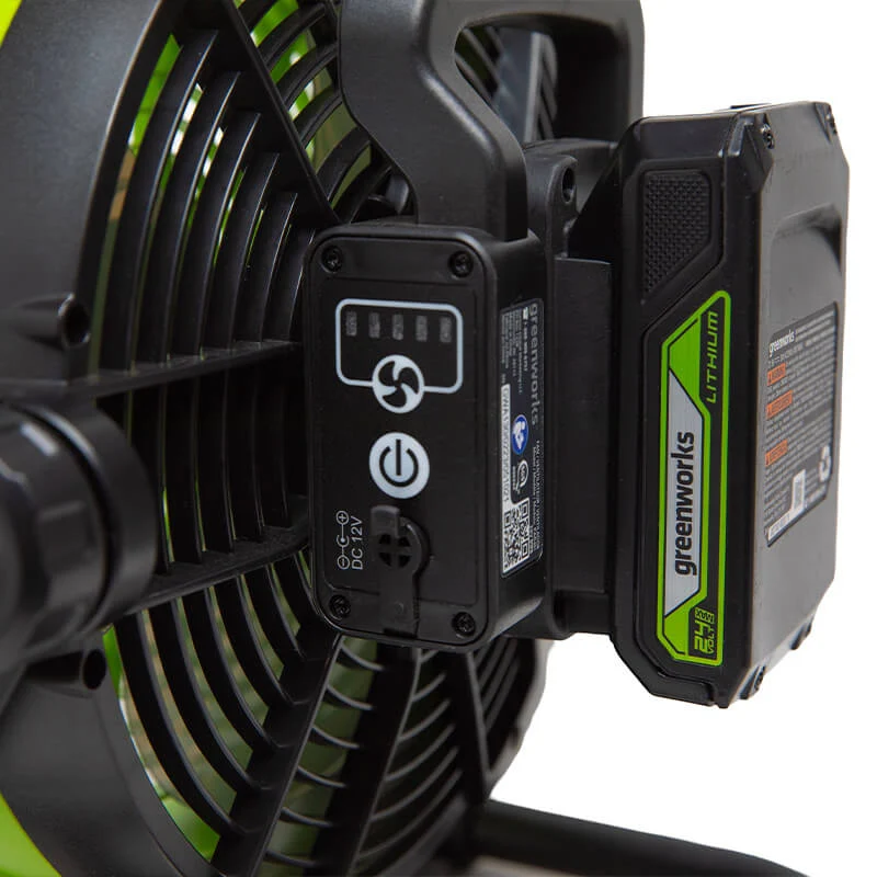 24V Portable Fan with 2.0Ah USB Battery and AC Adapter/Charger Included