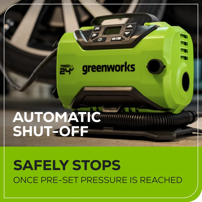 24V Cordless Battery Inflator, 2.0Ah Battery & Charger Included