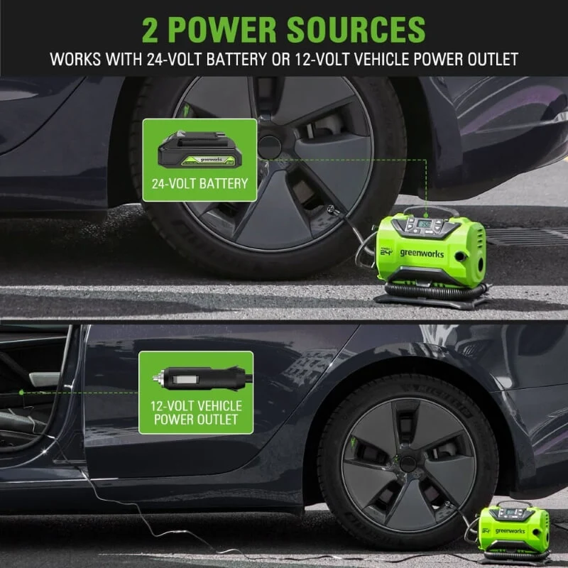 24V Cordless Battery Inflator, 2.0Ah Battery & Charger Included