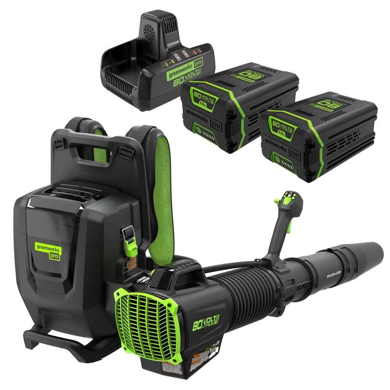 80V Backpack Blower 690 CFM - 165 MPH, (2) 4.0Ah Batteries and Dual Charger Included
