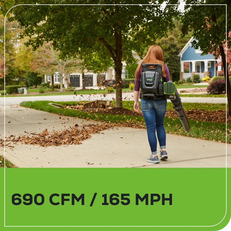 80V Backpack Blower 690 CFM - 165 MPH, (2) 4.0Ah Batteries and Dual Charger Included